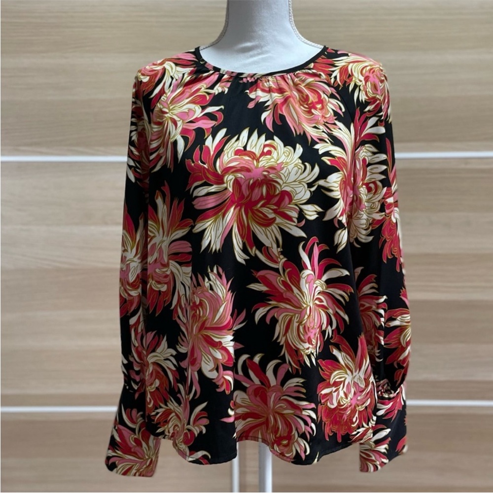 Who What Wear Black and Pink Blouse
